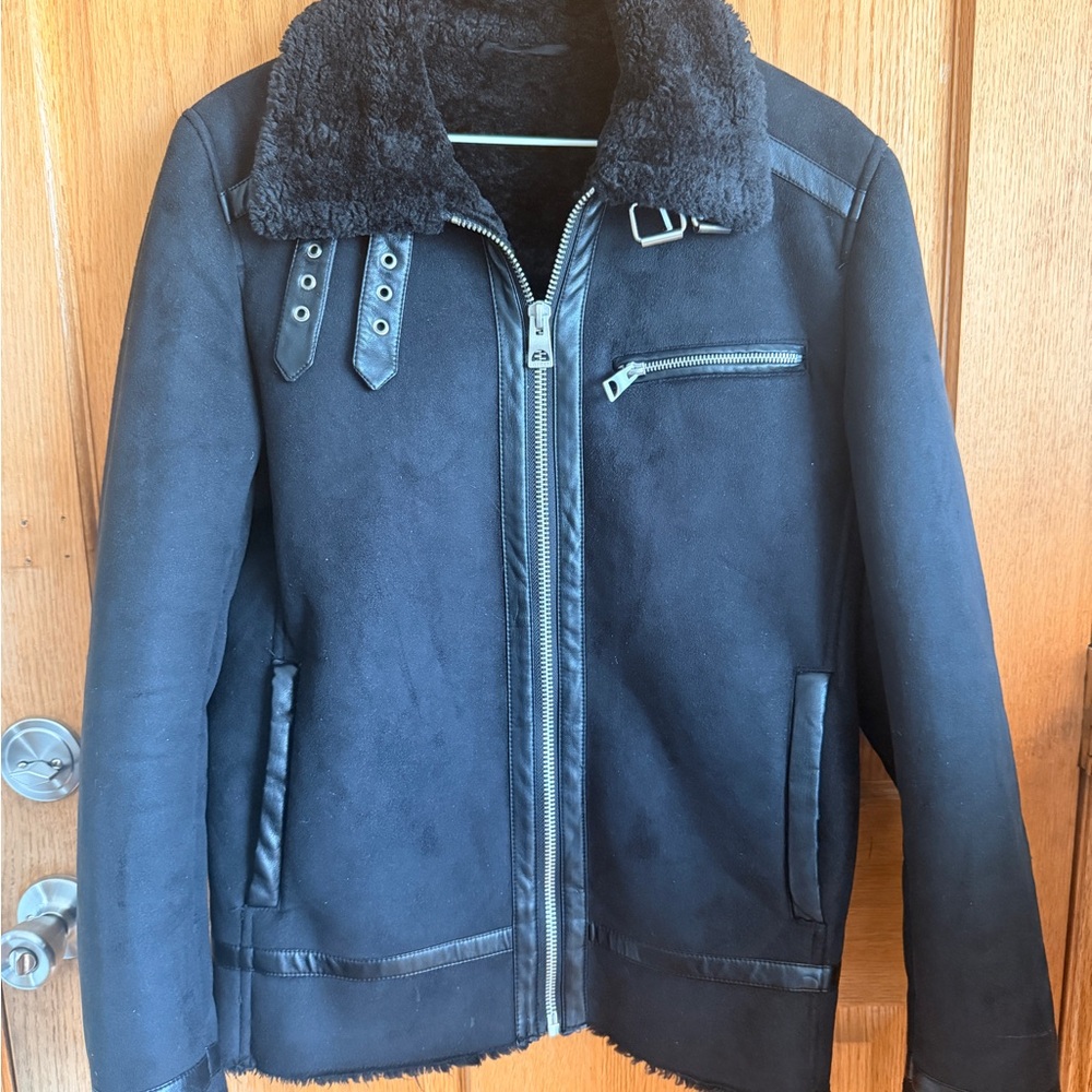 Guess Men's Black Shearling Jacket